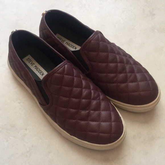 maroon slip on sneakers